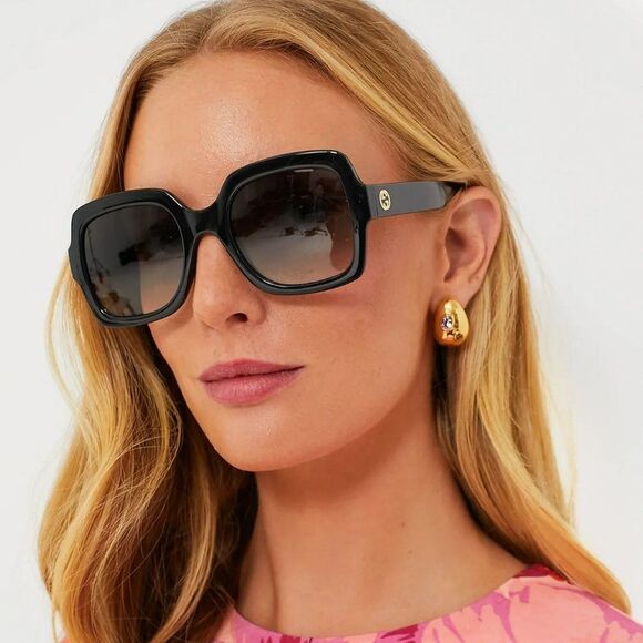 Gucci Accessories - NEW Gucci GG1337S 002 Shiny Black Gradient Gray Polarized Square Women Sunglasse